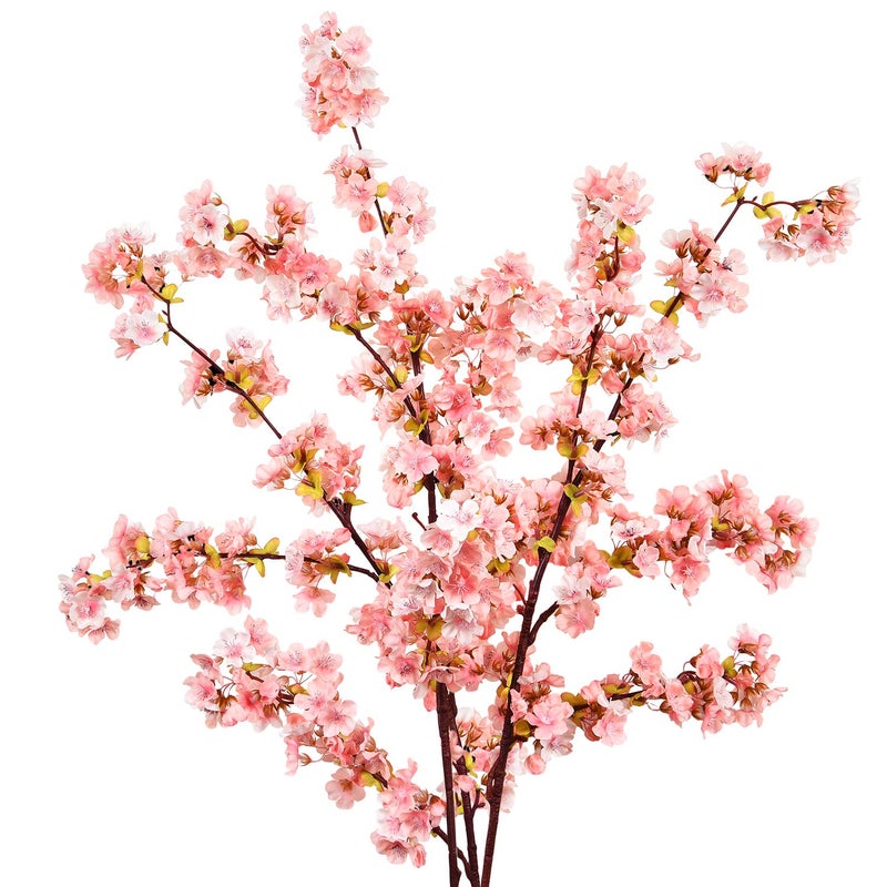 Sunm Boutique Silk Cherry Blossom Branches, Artificial Cherry Blossom Tree Stems Faux Cherry Flowers Vase Arrangements for Wedding Home Decor, Pink Cherry Blossom, Set of 3 - Image 1